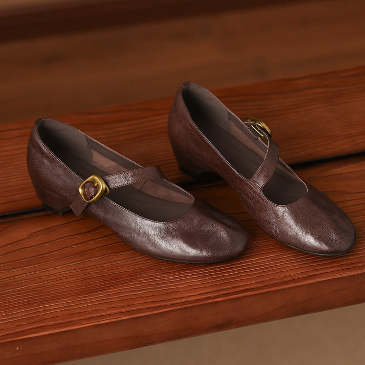 Quira Genuine Leather Mary Jane Flats