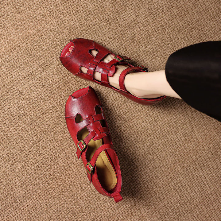Auzi Genuine Leather Strappy Sandals
