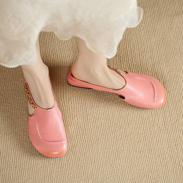 Galia Round-Toe Genuine Leather Mules