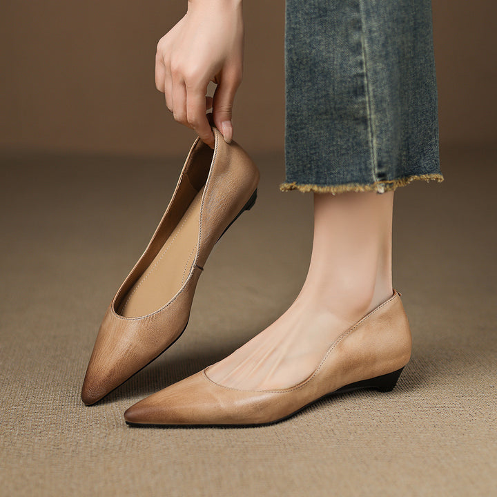 Erla Genuine Leather Pointed Toe Flats