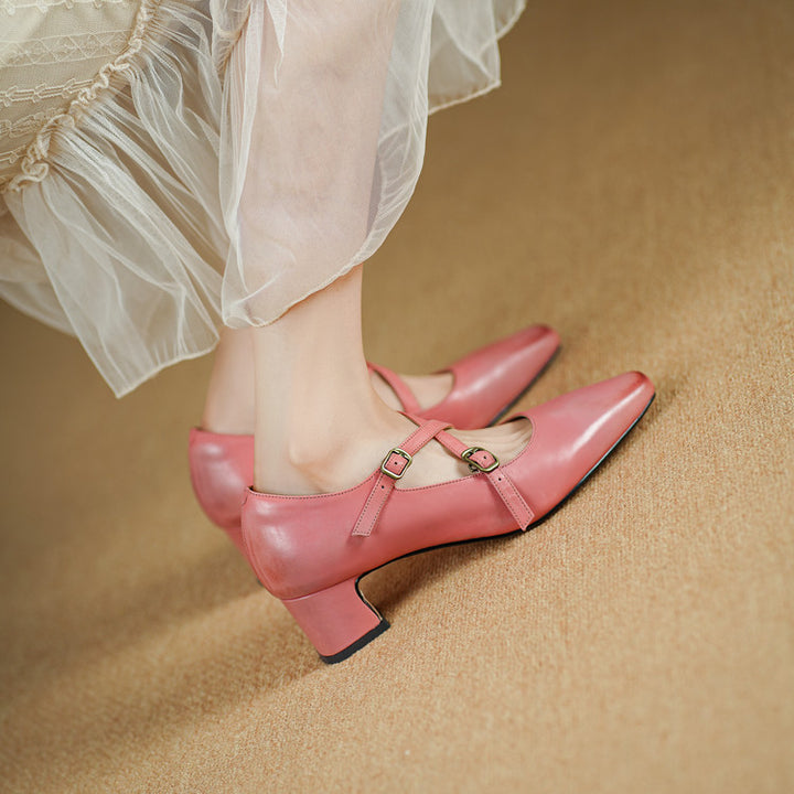 Ceren Genuine Leather Crisscross Strap Heels