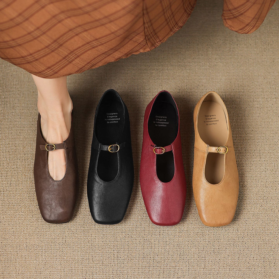 Tiora Genuine Leather Mary Jane Flats