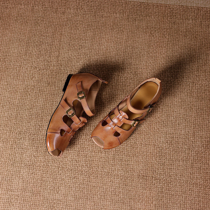 Auzi Genuine Leather Strappy Sandals