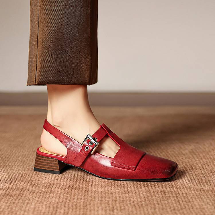 Vezia Genuine Leather Slingbacks
