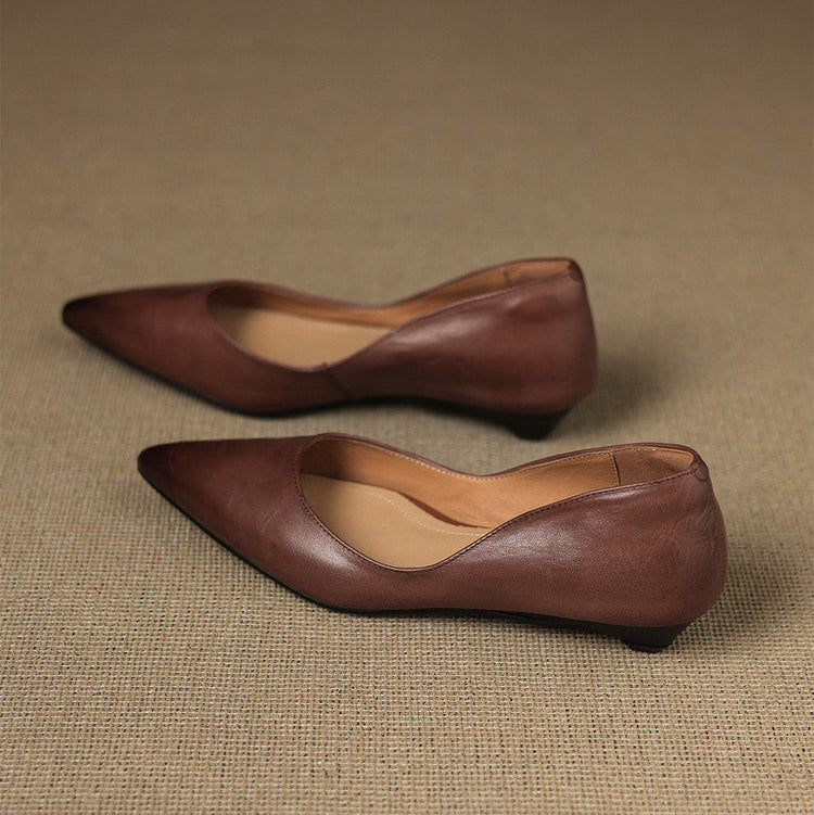 Erla Genuine Leather Pointed Toe Flats