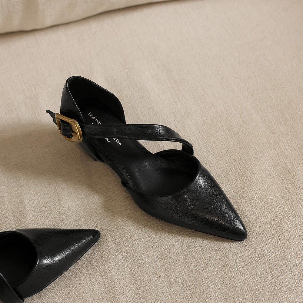 Maely Cross Strap Leather Heels