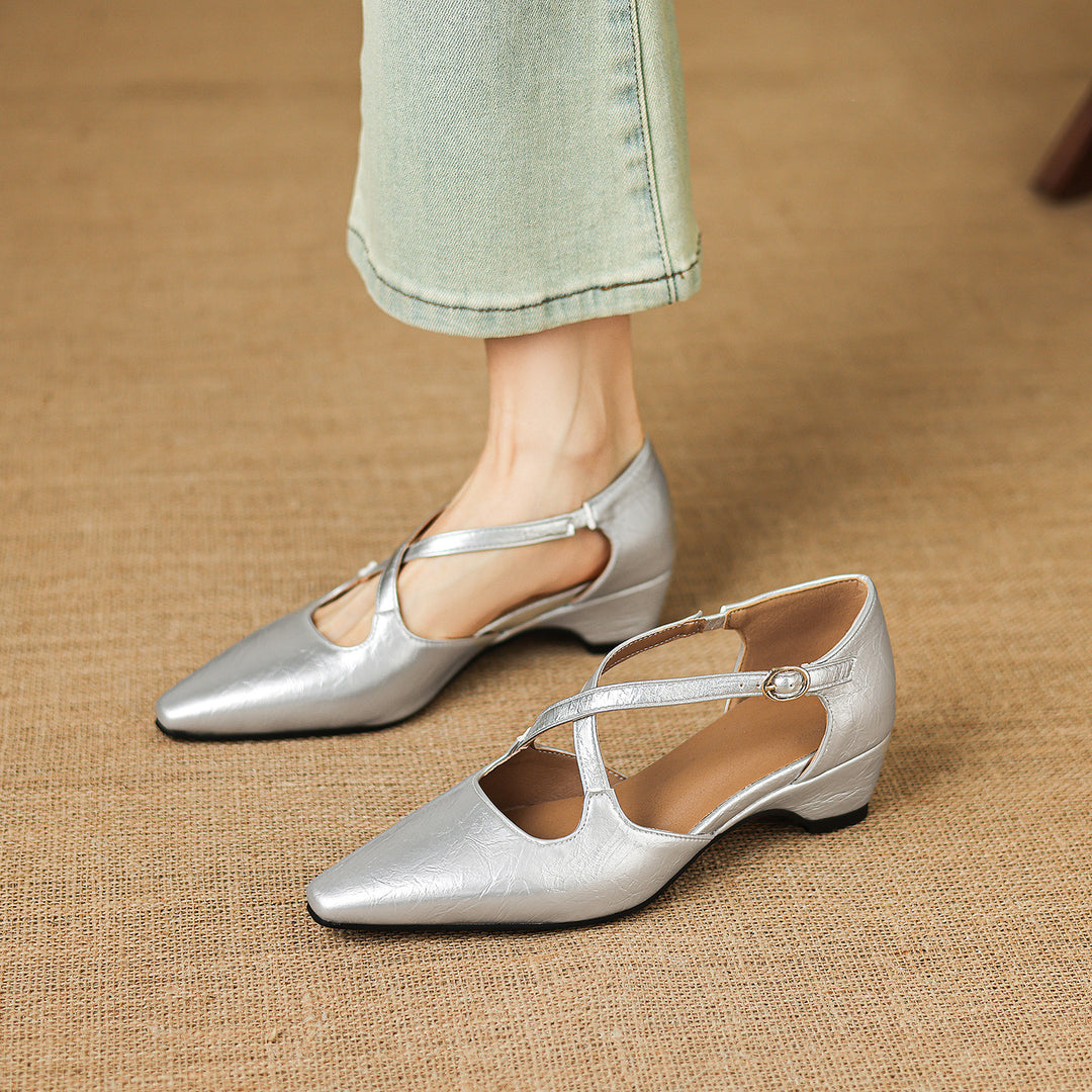 Quela Genuine Leather D'Orsay Heels