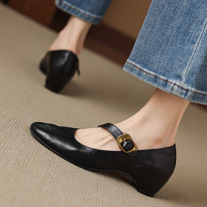 Quira Genuine Leather Mary Jane Flats