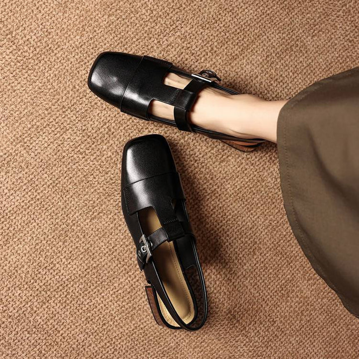 Vezia Genuine Leather Slingbacks