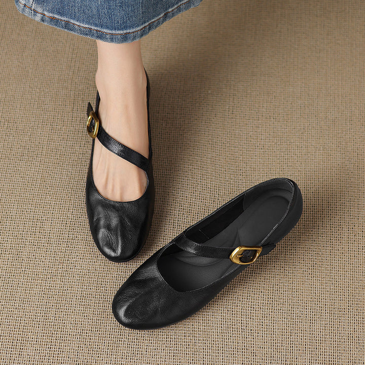 Quira Genuine Leather Mary Jane Flats