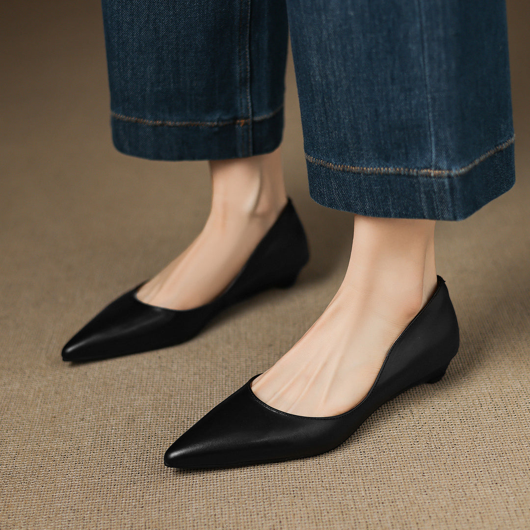 Erla Genuine Leather Pointed Toe Flats