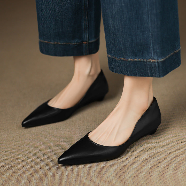 Erla Genuine Leather Pointed Toe Flats