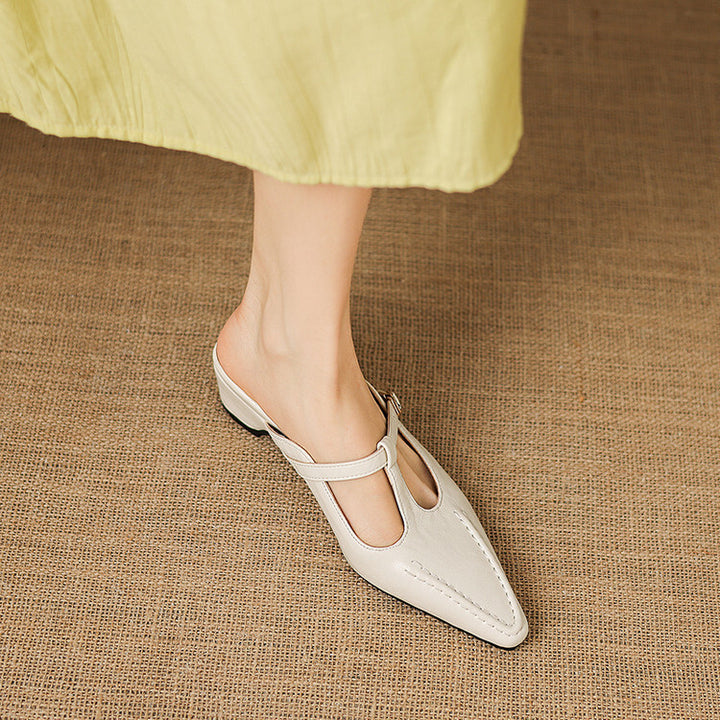 Breeze T-Strap Leather Mules