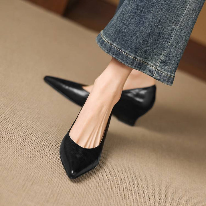 Fiara Genuine Leather Wedge Heel Pumps