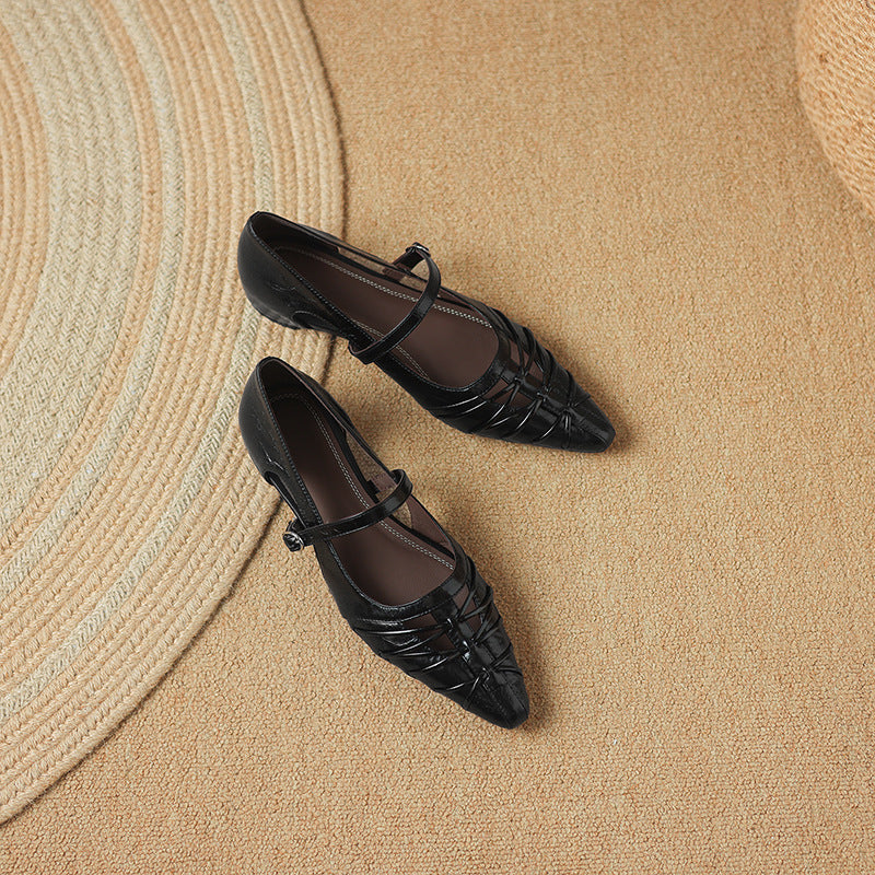 Quela Genuine Leather Mary Jane Flats