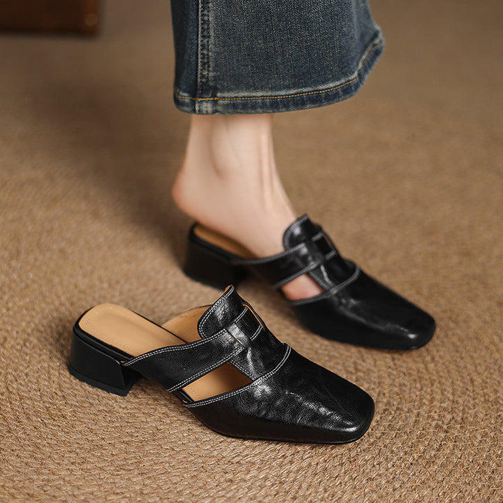 Brea Genuine Leather Chiseled-Toe Mules