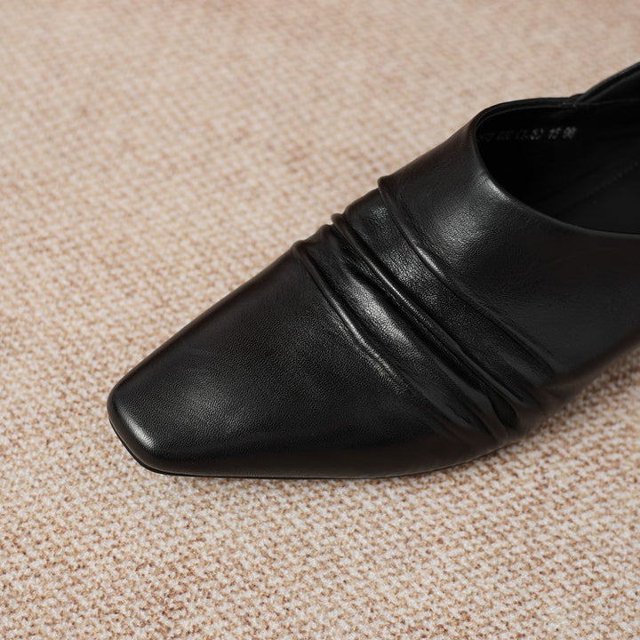 Nyra Genuine Leather Ruched Pumps