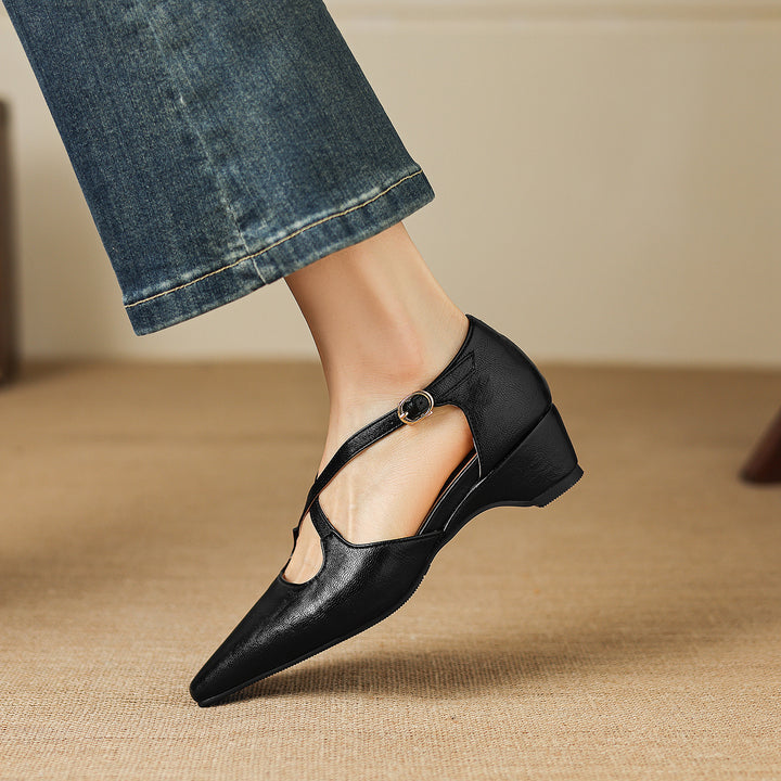 Quela Genuine Leather D'Orsay Heels