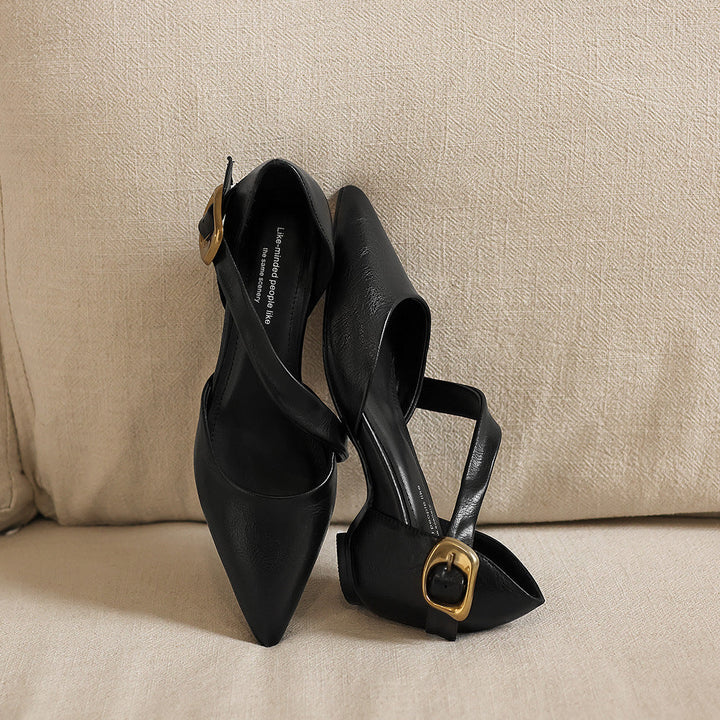Maely Cross Strap Leather Heels