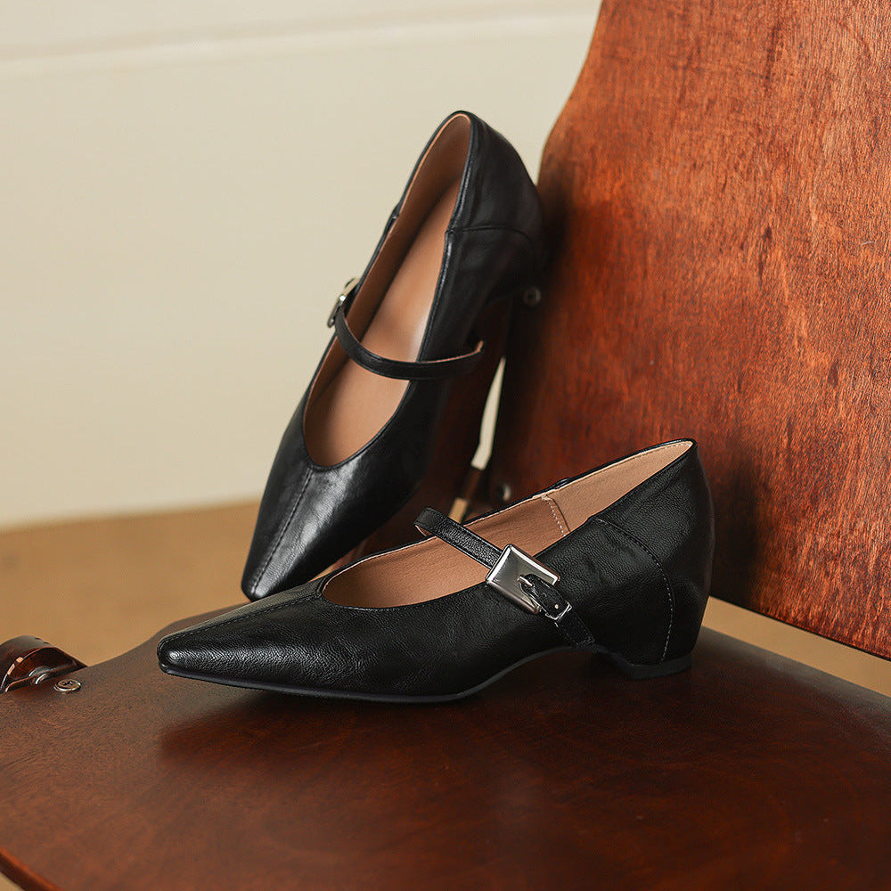 Tessa Mary Jane Leather Pointed Flats