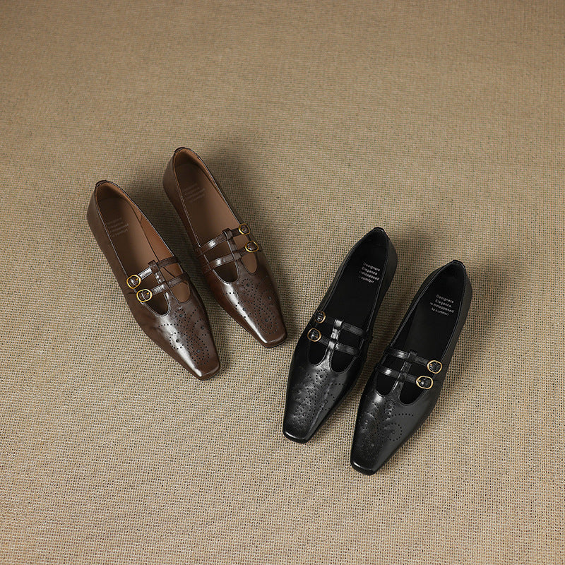 Ceyla Genuine Leather Mary Jane Flats