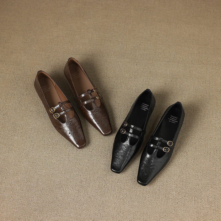 Ceyla Genuine Leather Mary Jane Flats
