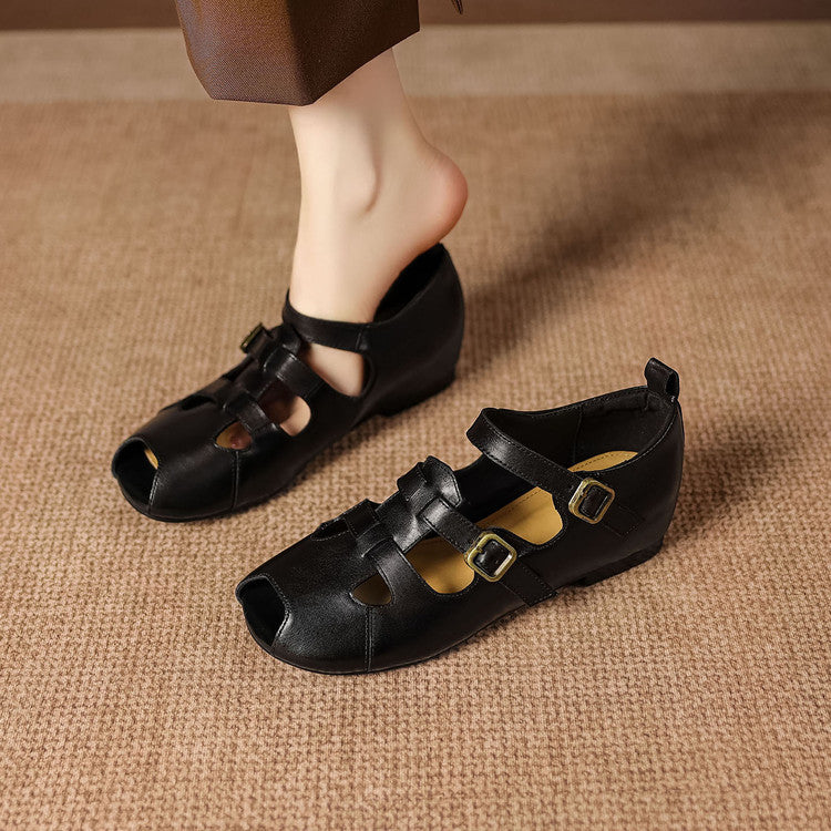 Auzi Genuine Leather Strappy Sandals