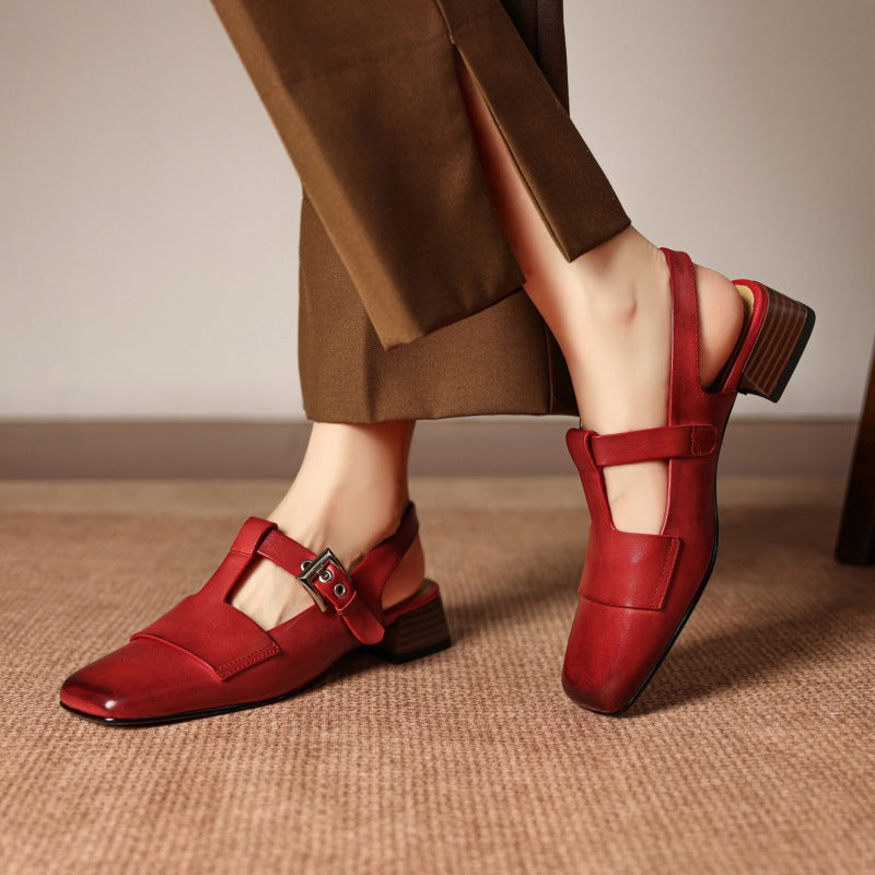 Vezia Genuine Leather Slingbacks