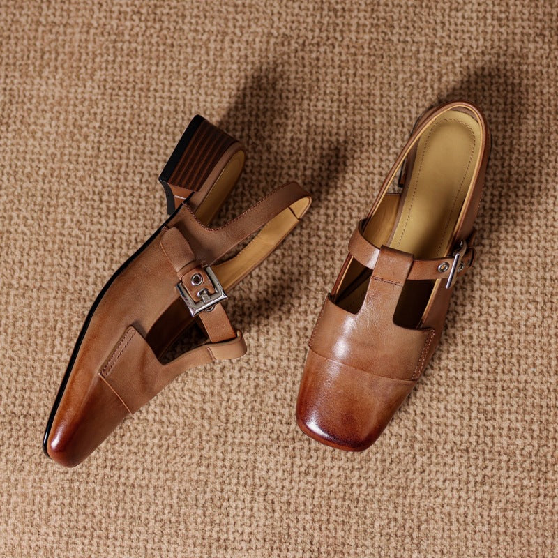 Vezia Genuine Leather Slingbacks