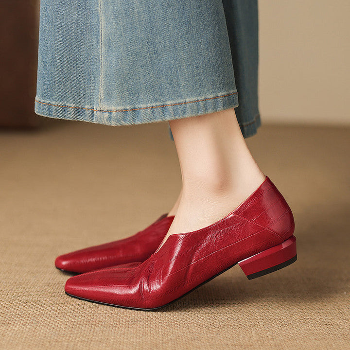 Elara Genuine Leather Chiseled-Toe Pumps