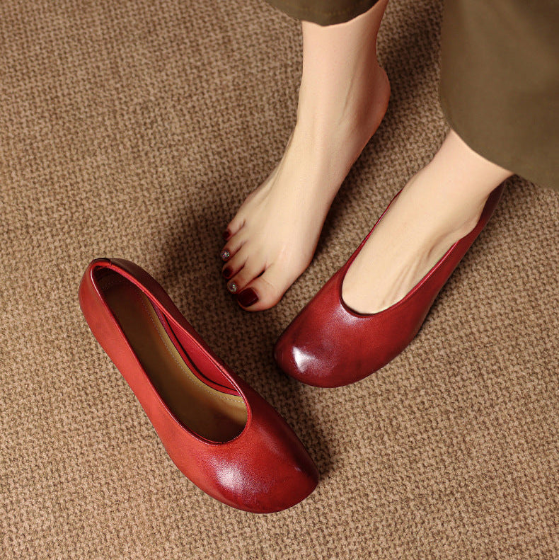 Neria Genuine Leather Dutch-Toe Heels