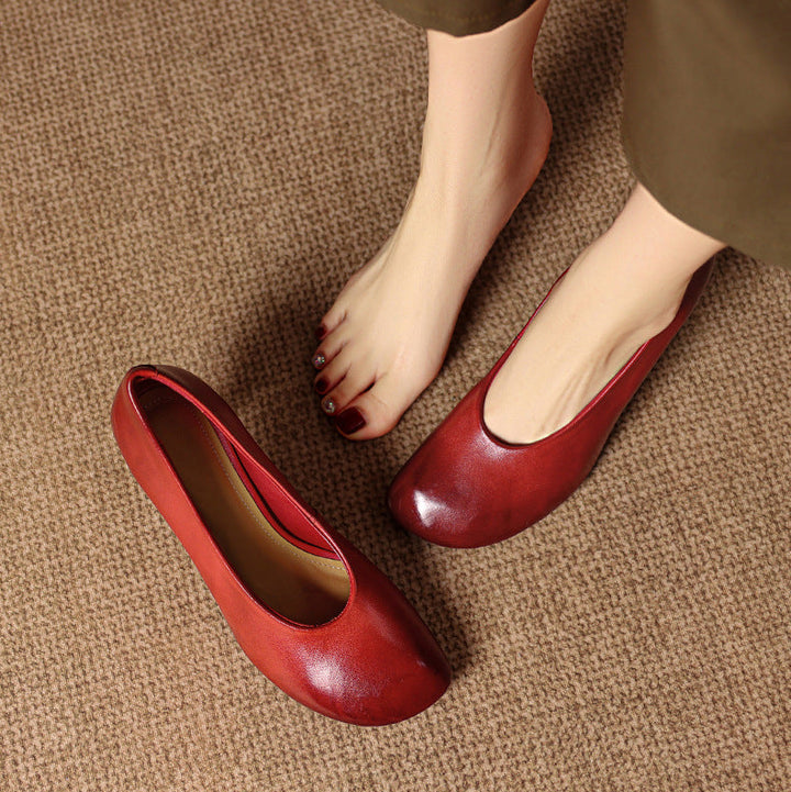 Neria Genuine Leather Dutch-Toe Heels