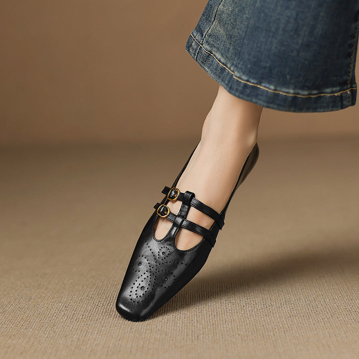 Ceyla Genuine Leather Mary Jane Flats