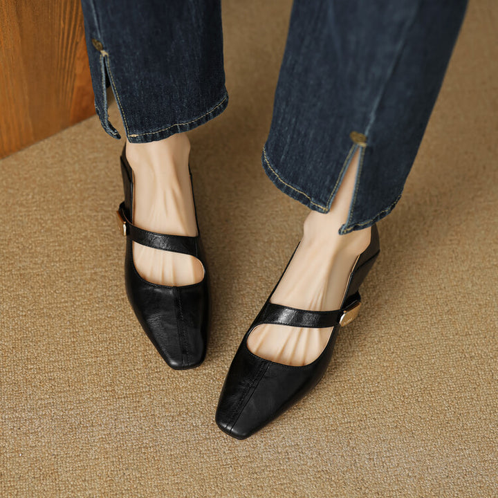 Quera Chiseled Toe Mary Jane Leather Pumps