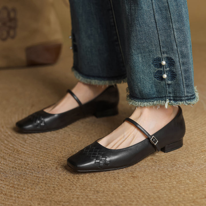 Velin Genuine Leather Mary Jane Flats