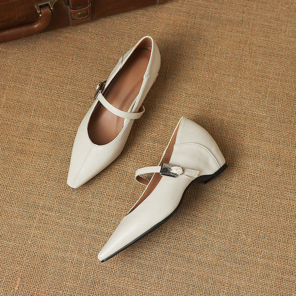 Tessa Mary Jane Leather Pointed Flats