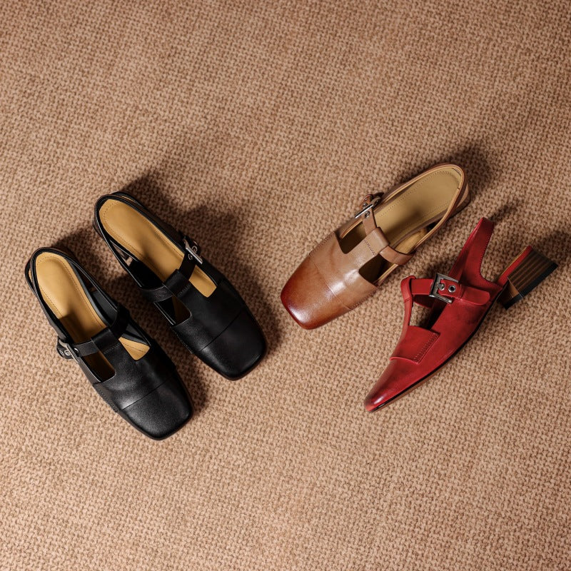 Vezia Genuine Leather Slingbacks