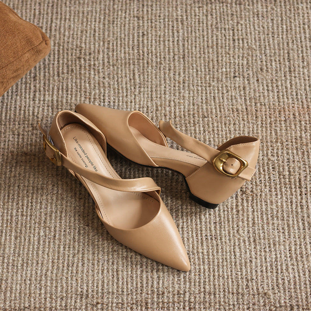 Maely Cross Strap Leather Heels