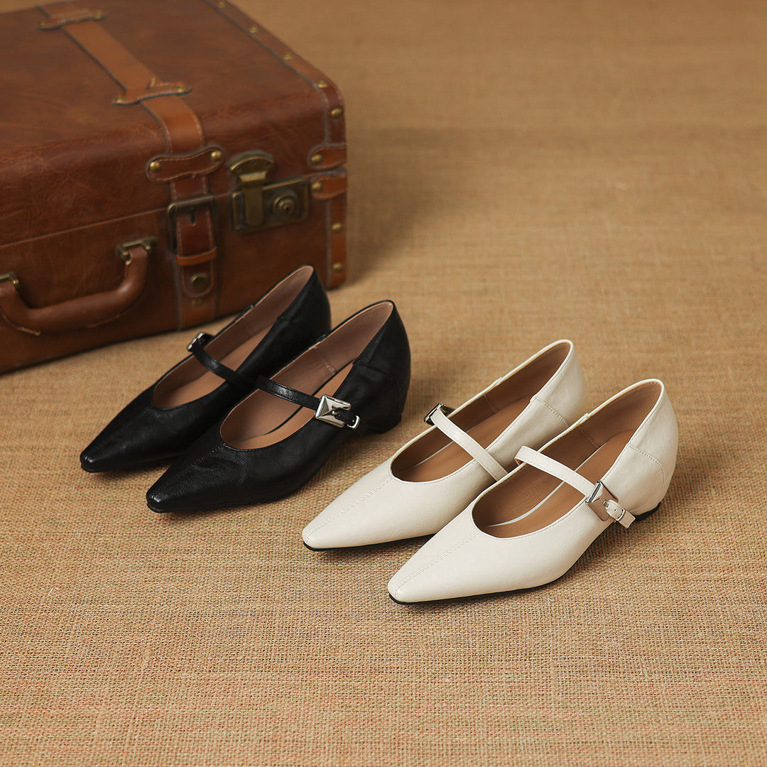 Tessa Mary Jane Leather Pointed Flats