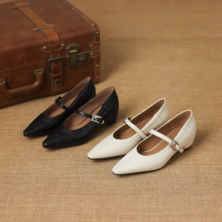 Tessa Mary Jane Leather Pointed Flats