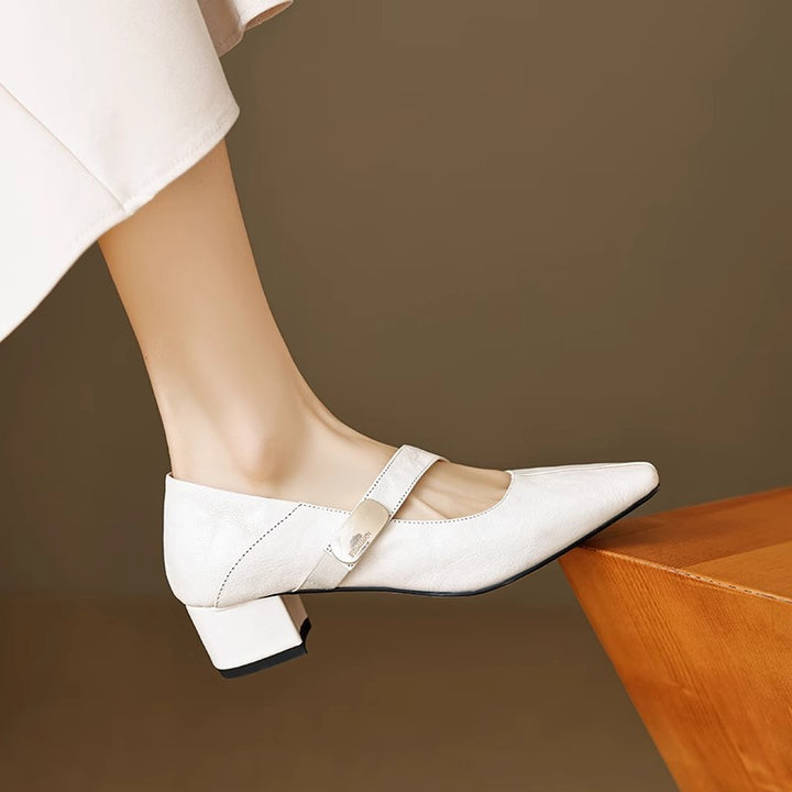 Quera Chiseled Toe Mary Jane Leather Pumps