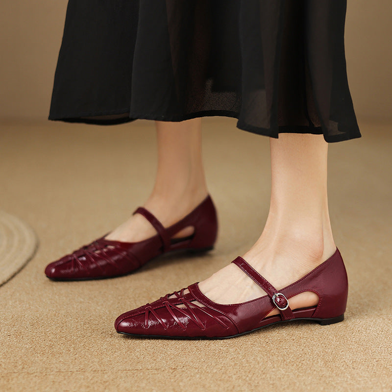 Quela Genuine Leather Mary Jane Flats