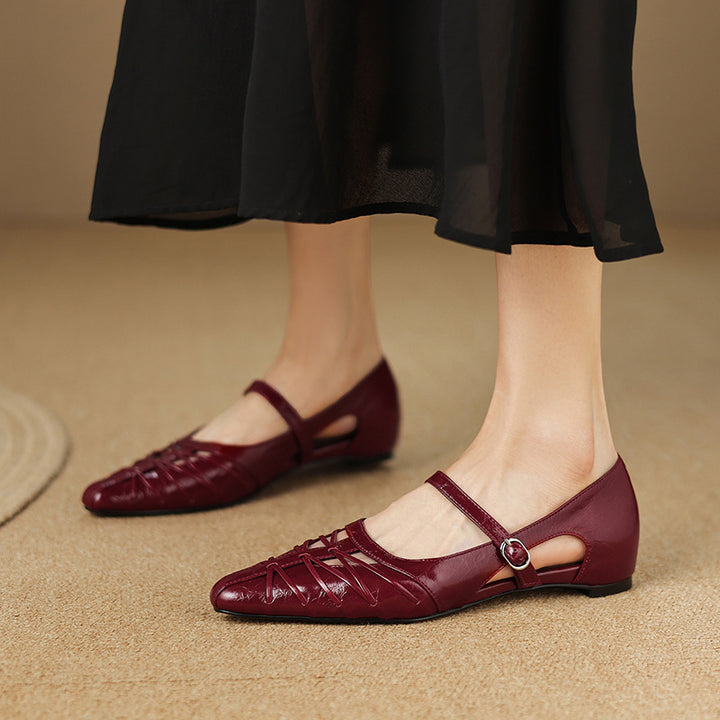 Quela Genuine Leather Mary Jane Flats