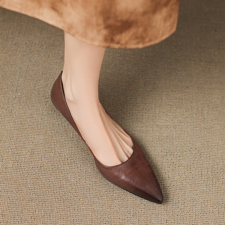 Erla Genuine Leather Pointed Toe Flats