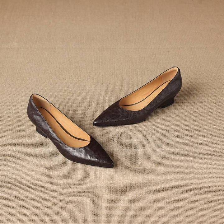 Fiara Genuine Leather Wedge Heel Pumps