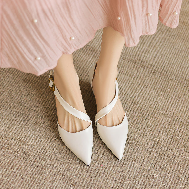 Maely Cross Strap Leather Heels