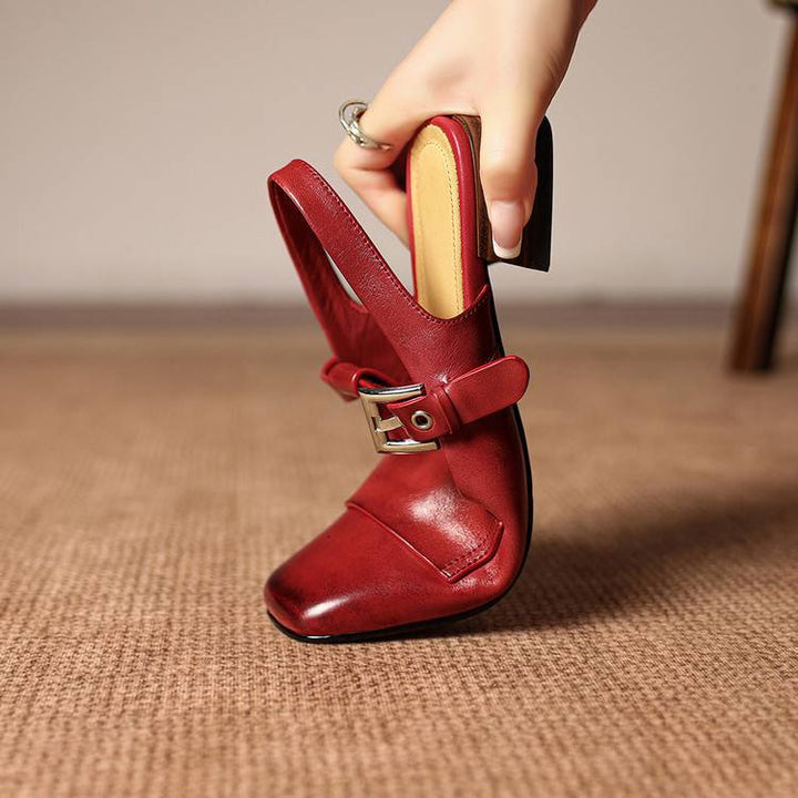 Vezia Genuine Leather Slingbacks