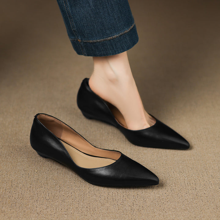 Erla Genuine Leather Pointed Toe Flats
