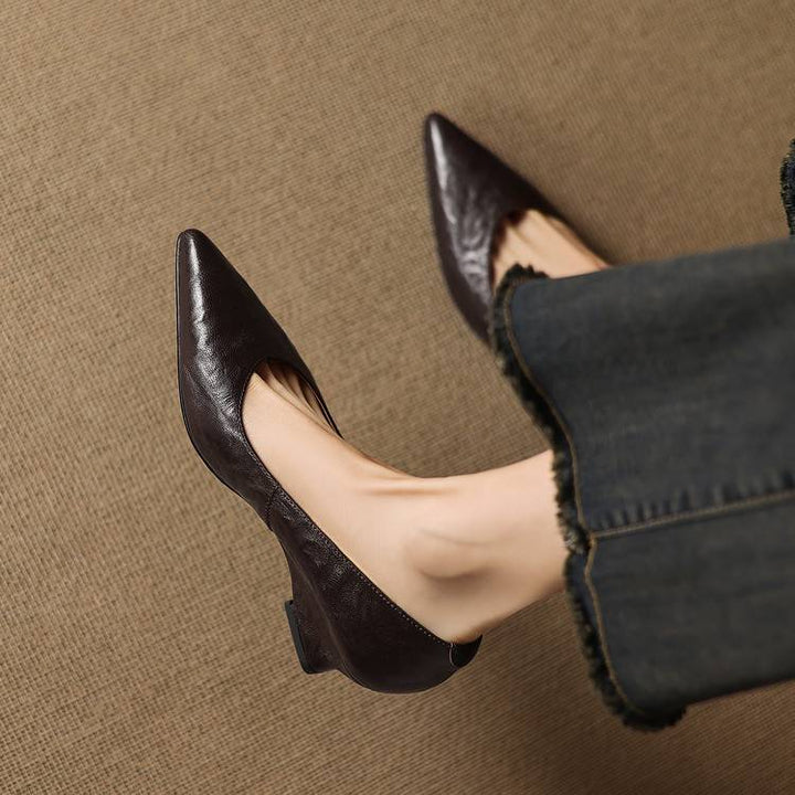 Fiara Genuine Leather Wedge Heel Pumps