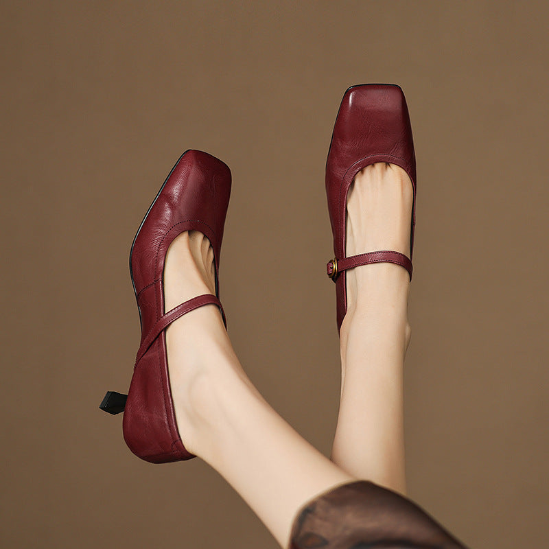 Lizel Genuine Leather Heels